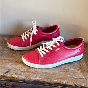 ECCO Red Leather Women's Sneakers Size 39